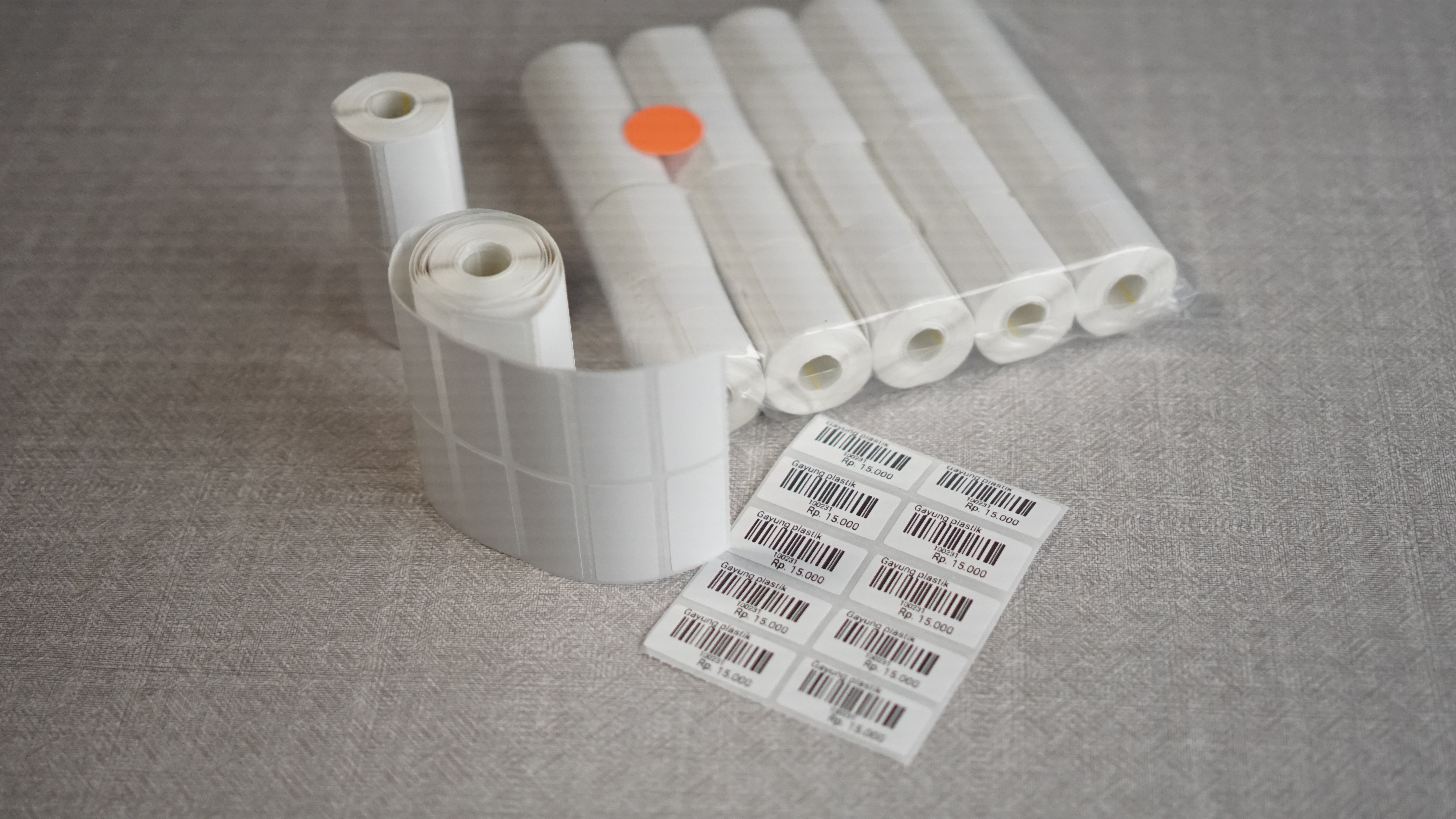 Label Thermal 33x15 2 Line isi 500 Core kecil/sedotan untuk printer Panda PRJ-80BL/R80BL